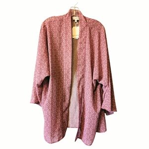 NWT Wonderly Open-Front Kimono Robe Top in Dusty Rose Sz. L/XL